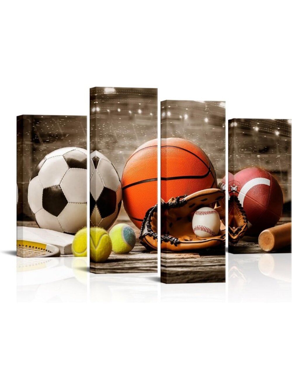 Sport Wall Art Prints for Man Cave - Football, Basketball, Baseball Decor Gift